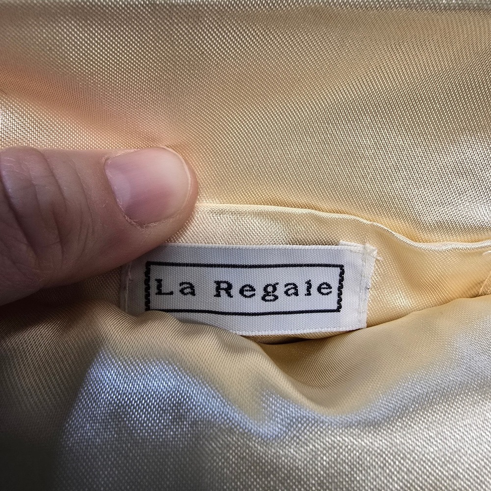 Vintage La Regale Beaded Evening Bag Cream Floral Embroidered Fringe Crossbody - Picture 6 of 6